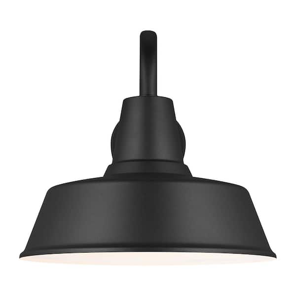 Generation Lighting - Barn Light 1-Light Matte Black Modern Farmhouse Outdoor Wall Mount Lantern Sconce with LED Bulb Included