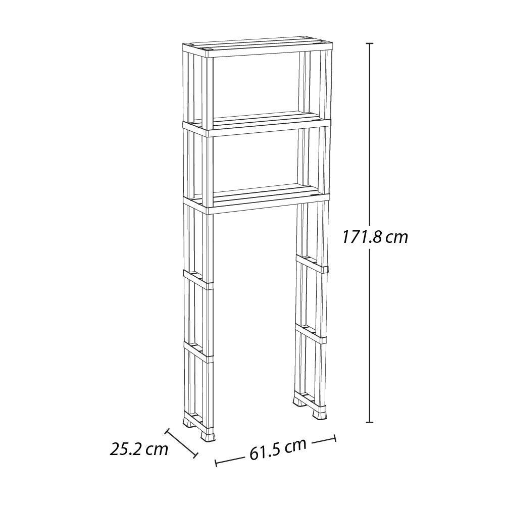 White Resin 3-Shelf Over-the-Toilet Bathroom Storage Unit