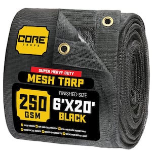 CORE TARPS 20 ft. x 50 ft. Black 250 GSM 7.5 OZ Heavy Duty Mesh