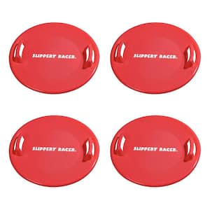 Red Downhill Pro Adults and Kids Saucer Disc Snow Sled (4-Pack)