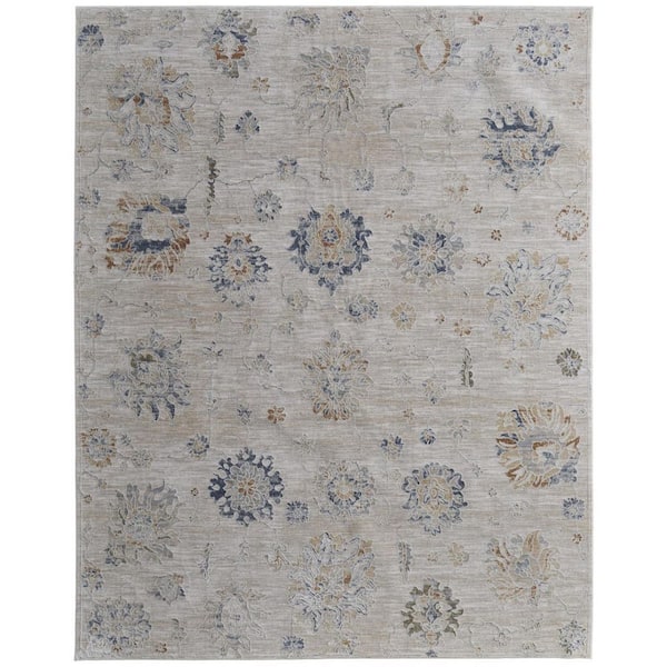7 ft. x 10 ft. Ivory, Taupe, Blue Abstract Area Rug