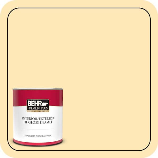 BEHR PREMIUM PLUS 1 qt. #320A-3 Cornsilk Hi-Gloss Enamel Interior/Exterior Paint & Primer