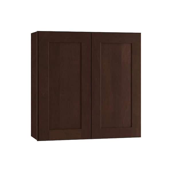 Home Decorators Collection Franklin Manganite Stained Plywood Shaker Assembled Wall Kitchen Cabinet Soft Close 24 W in. 12 D in. 24 in. H