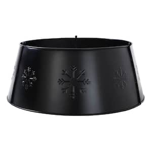 Seasons Crest 20 in. Charcoal Snowflake Metal Christmas Tree Collar