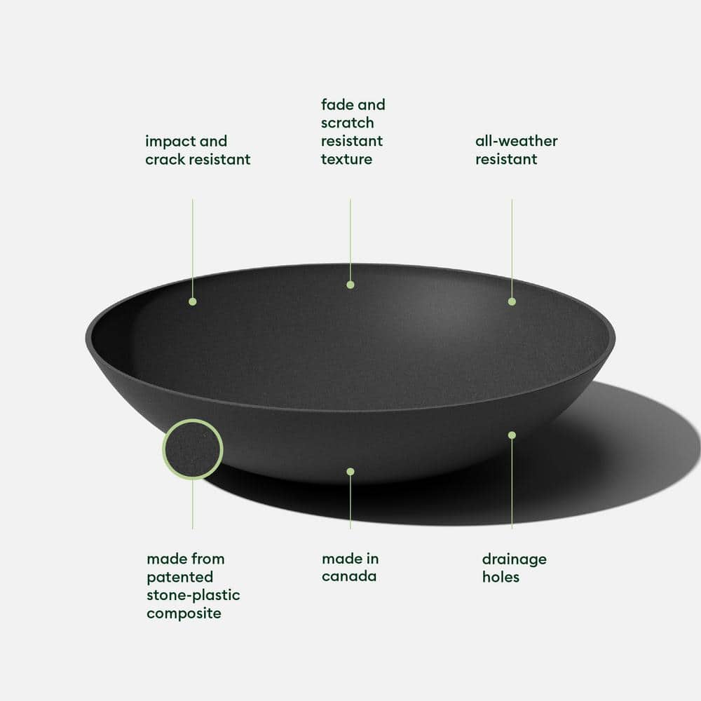 Lane Black 32" Plastic-Stone Round Planter Set