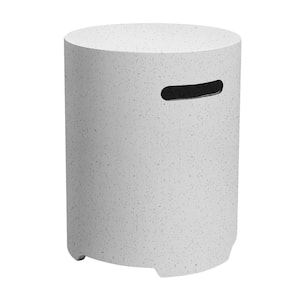 White Round Concrete Outdoor Side and End Table