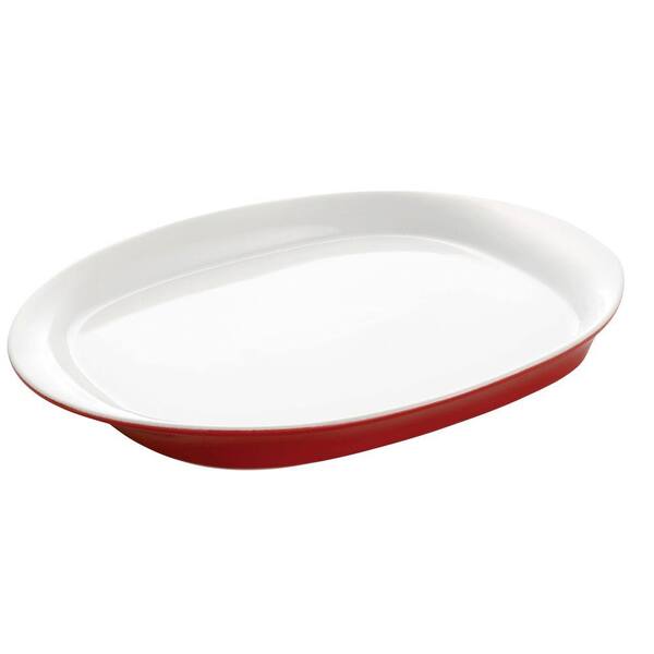Rachael Ray Round and Square 14 in. Oval Platter in Red