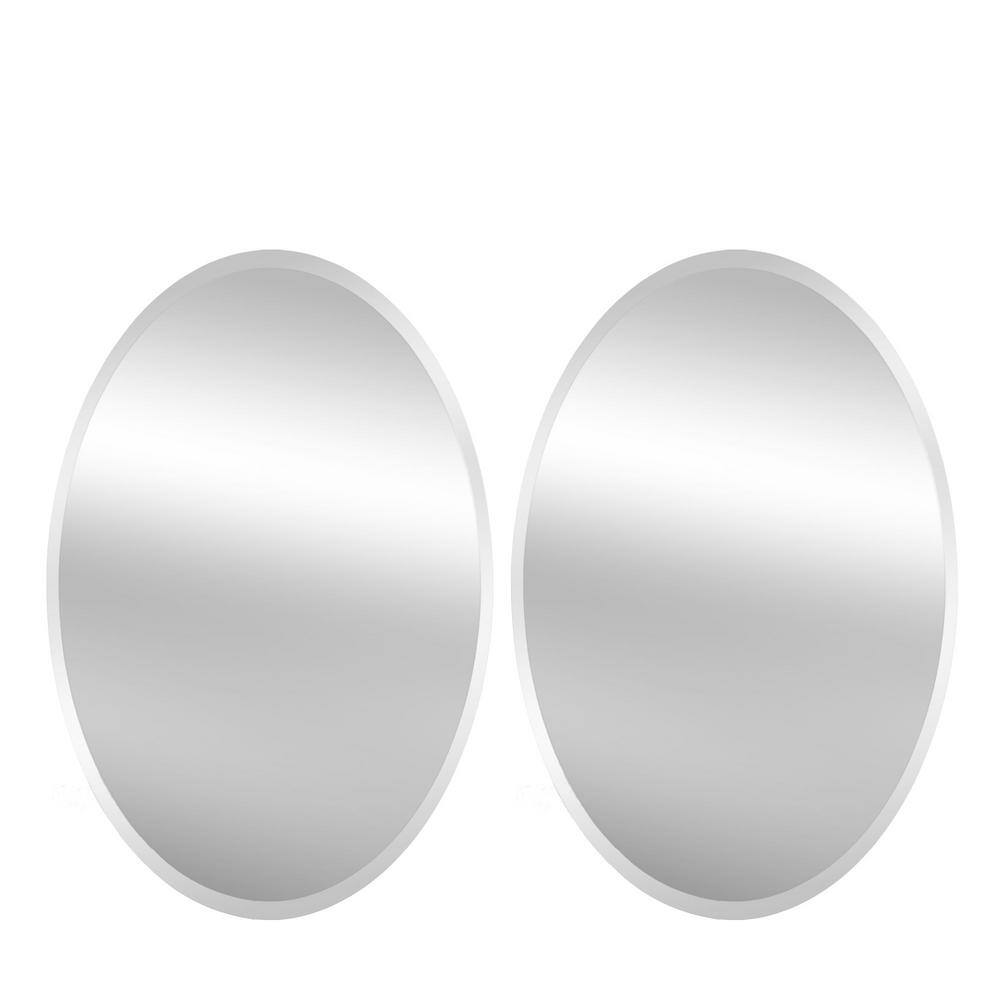 NEUTYPE 24 in. W x 36 in. H Oval Frameless Beveled Wall Mirror Bathroom Vanity Mirror in Silver