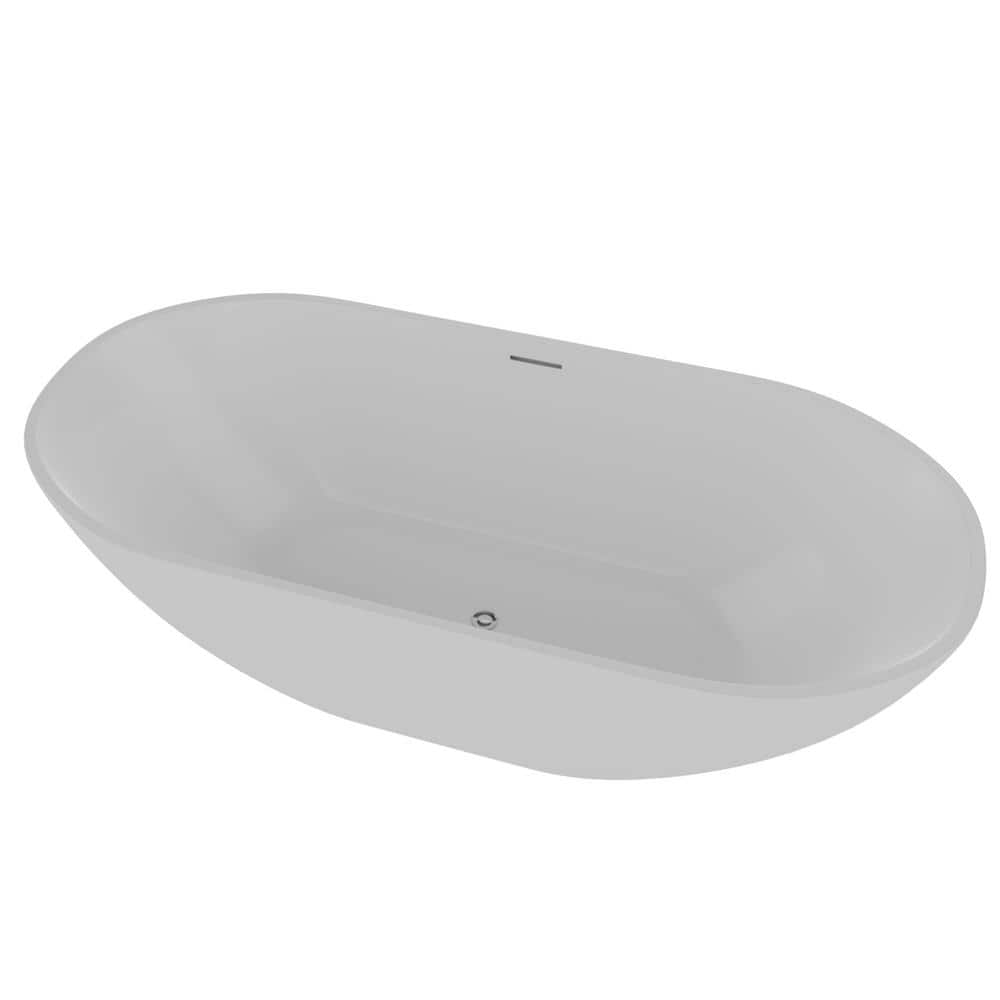 68.5'' White Resin Freestanding Oval Soaking Bathtub