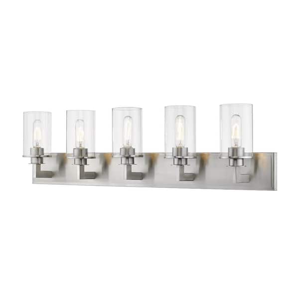 Unbranded Savannah 38.75 in. 5-Light Brushed Nickel Vanity Light with Clear Glass