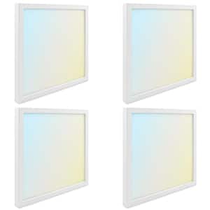 9 in. White Modern Square LED Flush Mount Ceiling Light Integrated 18-Watt 1250LM 5CCT 2700K to 5000K Dimmable (4-Pack)