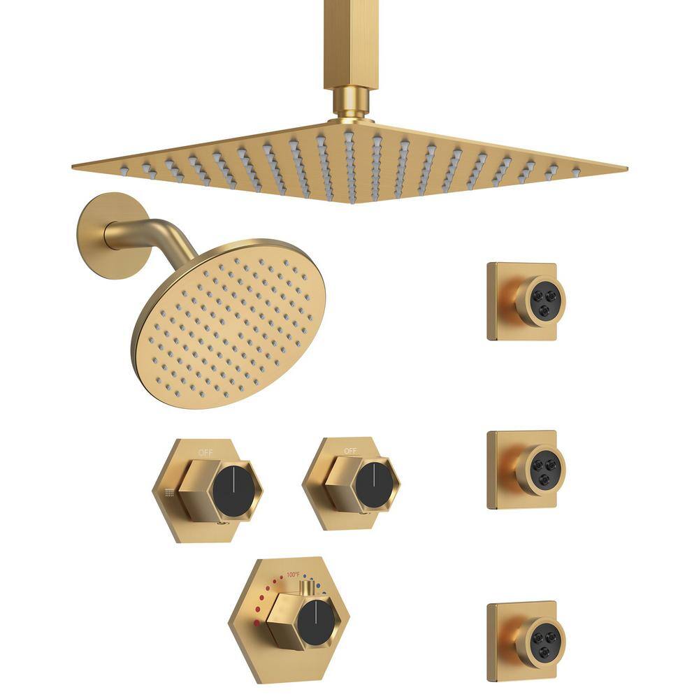 GRANDJOY Module Switch His and Hers Shower 5Spray Patterns with 2.5