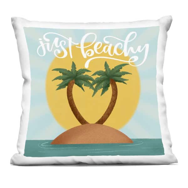 Stupell Industries Just Beachy Tropical Island Blue Abstract Polyester 18 in. X 18 in. Throw Pillow