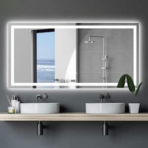 72 in. W x 36 in. H Rectangular Frameless Wall-Mount Bathroom Vanity Mirror with LED Lights