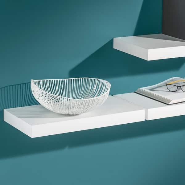 BIG BOY 35.4 in. x 9.8 in. x 2 in. White MDF Floating Decorative Wall Shelf with Brackets