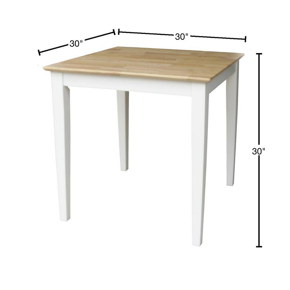 White and Natural Square Wood Dining Table