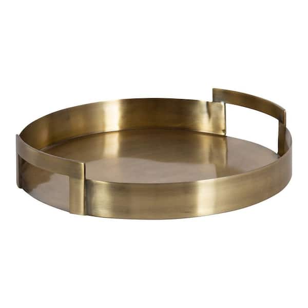 Myo 14.75 in. W x 2.75 in. H Gold Round Transitional Framed Decorative Wall Mirror