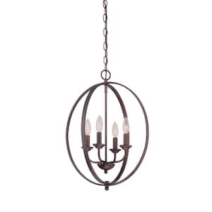 4-Light Rubbed Bronze Candle Pendant