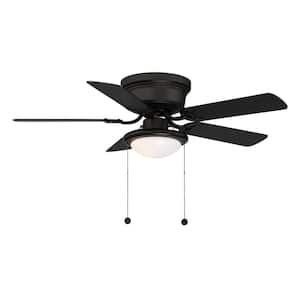 Hugger 44 in. LED Indoor Matte Black Ceiling Fan with Light Kit