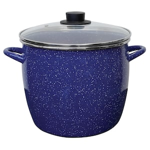 EOS 8 qt. Enamel on Steel Stock Pot in Blue with Lid