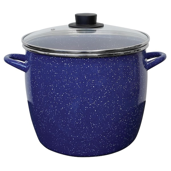 EKCO EOS 8 qt. Enamel on Steel Stock Pot in Blue with Lid