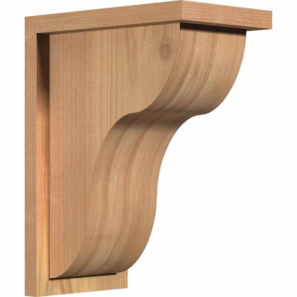 Ekena Millwork 7-1/2 in. x 12 in. x 16 in. Western Red Cedar Carmel Smooth Corbel with Backplate