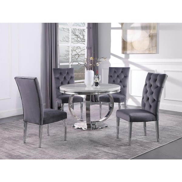 Lexington Gray Tufted Velvet Parsons Chairs (Set of 2)