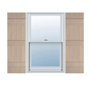 14 in. W x 55 in. H Vinyl Exterior Joined Board and Batten Shutters Pair in Wicker