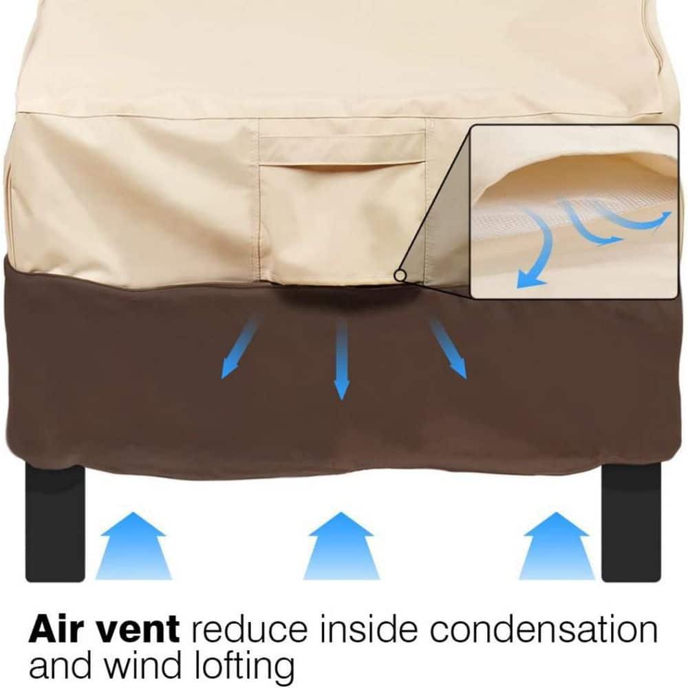 Large Beige and Brown Waterproof Patio Chair Covers with Elastic Hem Cord