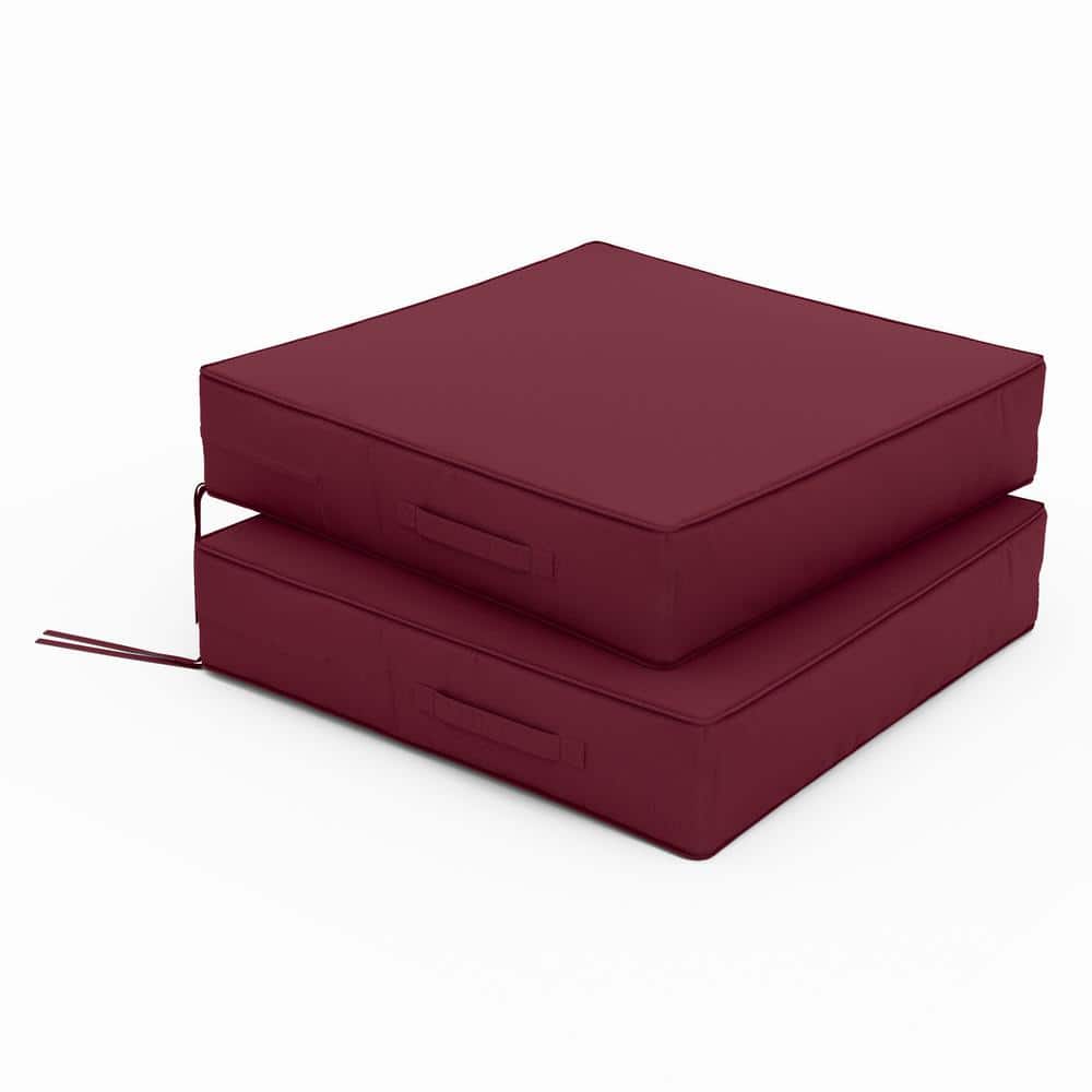 17 in. x 16 in. x 3 in. (2-Pack) Square Outdoor Patio Seating Repacement Lounge Chair Dining Seat Cushion Burgundy price history on PriceWatchPro