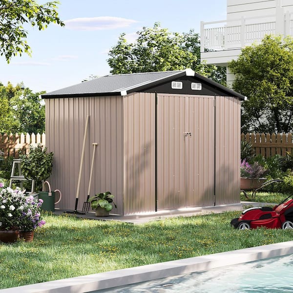 8 ft. W x 6 ft. D Metal Storage Shed with Metal Frame Floor, Lockable Door, and Vents (42 sq. ft. )