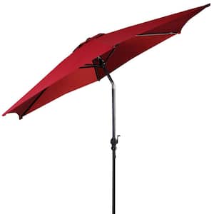 9 ft. Steel Market Tilt Patio Umbrella in Burgundy with Crank