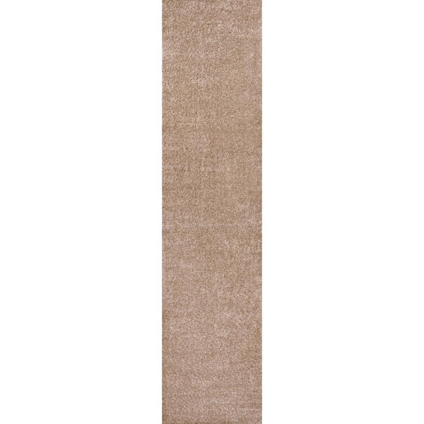 Haze Solid Low-Pile Beige 2 ft. x 14 ft. Runner Rug