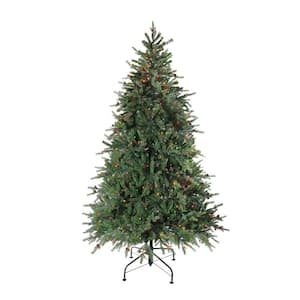 90 in. Pre-Lit Hunter Fir Full Artificial Christmas Tree with Multi-Color Lights