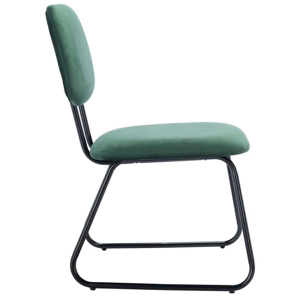 Malachite Green Velvet Parsons Side Chair Set with Matte Black Frame