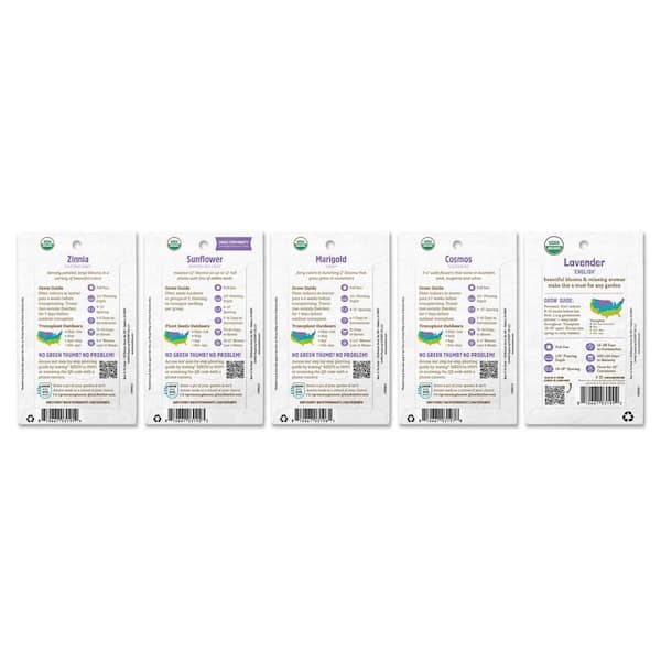 Organic Flowers Seeds Variety (5-pack)