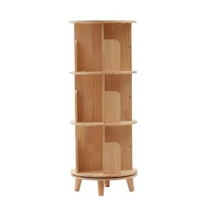 18.1 in. Wide Wood Color 3-Shelf Floor Standing Rotating Bookcase