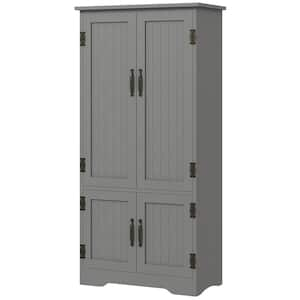 48.5 in. Wood Pantry Organizer with 2 Adjustable Shelves and 4 Beadboard Doors in Gray