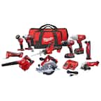 M18 18V Lithium-Ion Cordless Combo Kit (10-Tool) with (2) Batteries, Charger and (2) Tool Bags