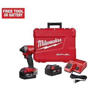 M18 FUEL 18-Volt Lithium-Ion Brushless Cordless 1/4 in. Hex Impact Driver Kit with Two 5.0Ah Batteries Charger Hard Case