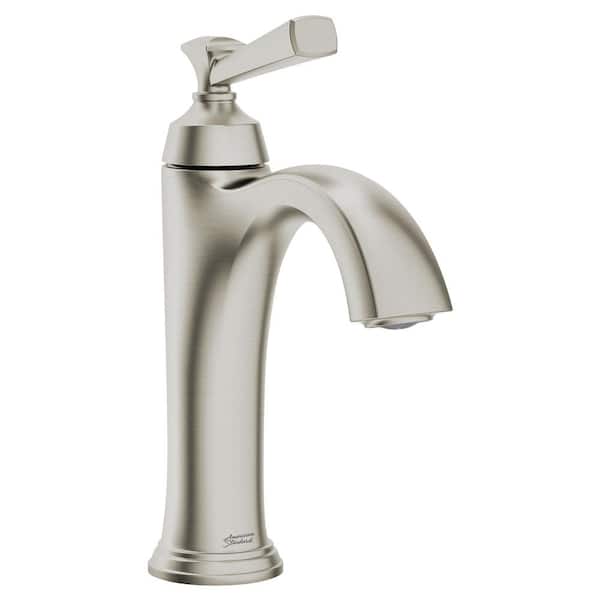 Brushed nickel classic single-hole bathroom sink faucet with pop-up
