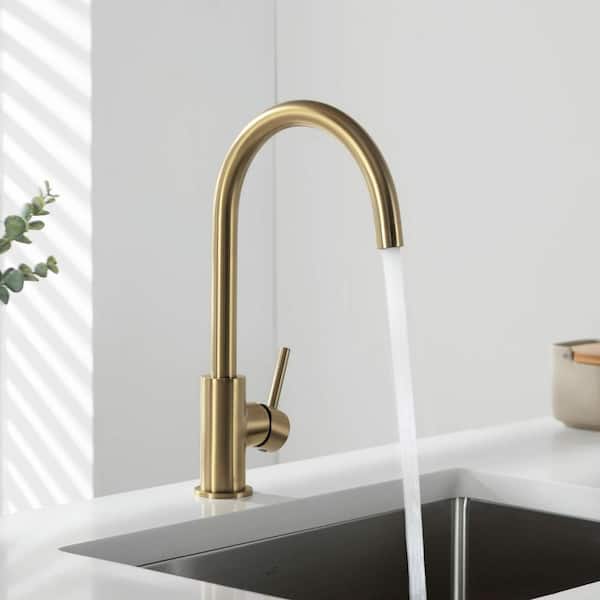1- Handle 14.75 in. Bar Faucet Sink Faucet 360 ° Spout Swivel in Brushed Brass