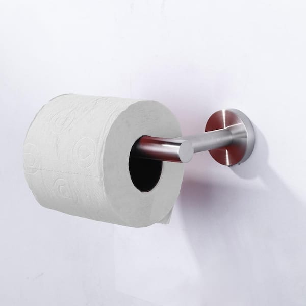 Wall-Mount Stainless Steel Single Post Toilet Paper Holder for Bathroom, Washroom, Kitchen in Brushed Nickel (2-Pack)