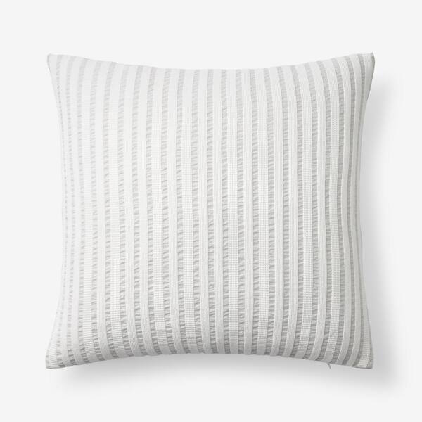 The Company Store Ruched Stripe Gray 20 in. x 20 in. Throw Pillow Cover
