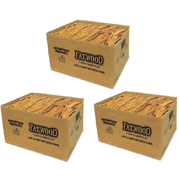 BETTER WOOD PRODUCTS Natural Hand Split Fatwood 25 lbs. Firestarter (3-Pack)