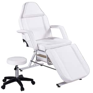 White Massage Salon Tattoo Chair with Hydraulic Stool, Adjustable Beauty Barber Spa Beauty Equipment