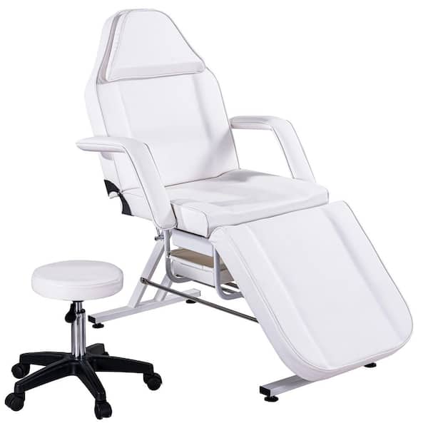 Unbranded White Massage Salon Tattoo Chair with Hydraulic Stool, Adjustable Beauty Barber Spa Beauty Equipment