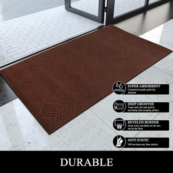 A1HC All Weather Durable Polypropylene Brown 36 in. x 60 in. Non Slip Backing Rubber Door Mat