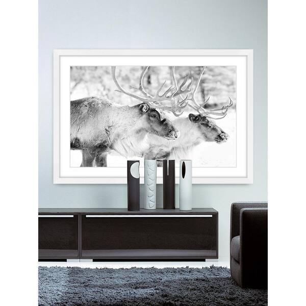 Unbranded 16 in. H x 24 in. W "Elk Pair" by Marmont Hill Framed Printed Wall Art