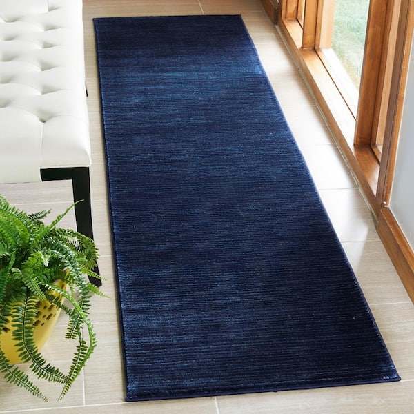 Vision 2 ft. x 10 ft. Navy Solid Color Runner Rug